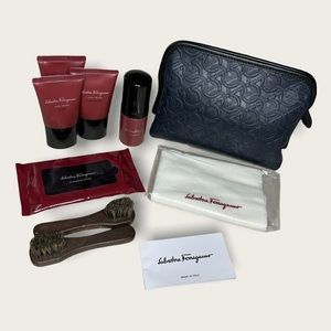 SALVATORE FERRAGAMO 6-Piece Shoe Cleaning Kit Navy OS NEW